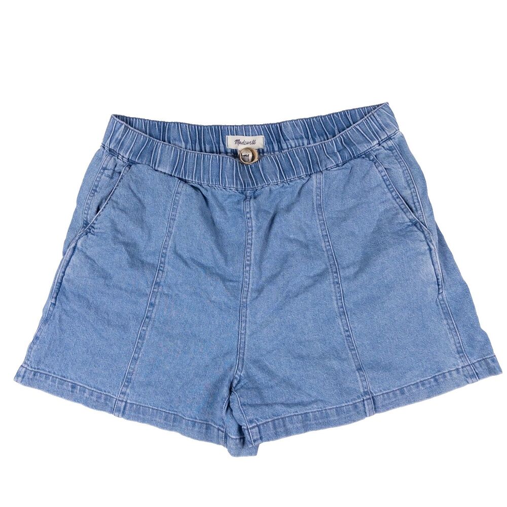 Madewell Denim Easy Pull On Jean Shorts Rathmore Wash Womens Large Elastic Waist - Picture 2 of 4